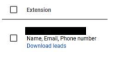 Where to find Download leads option in the Ad extensions table in Google Adspng